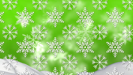 animation of snow falling over green background