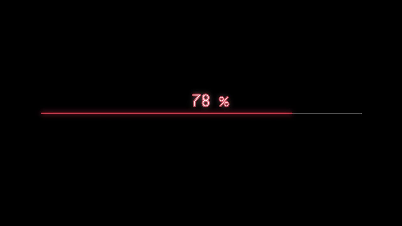 Animation of Loading red and white bar color with glow effect on black background.
