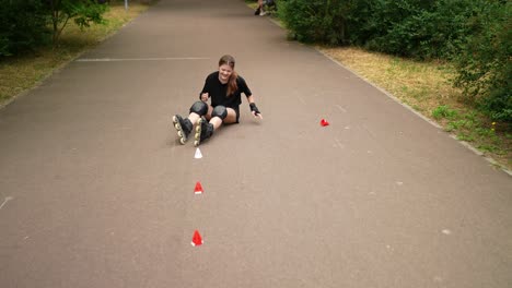 girl roller skating practice