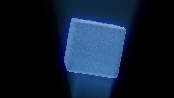 Seamless loop of a rotating 3D cube element.