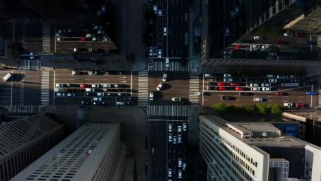 aerial view of a busy city intersection with traffic
