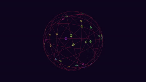 symmetrical network of interconnected circles against a black background