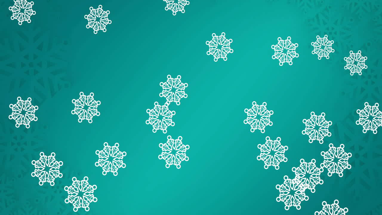 Animation of snowflakes falling on green background
