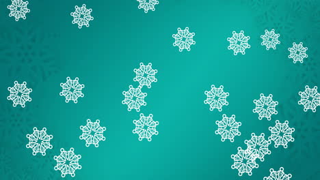 animación de copos de nieve cayendo sobre un fondo verde