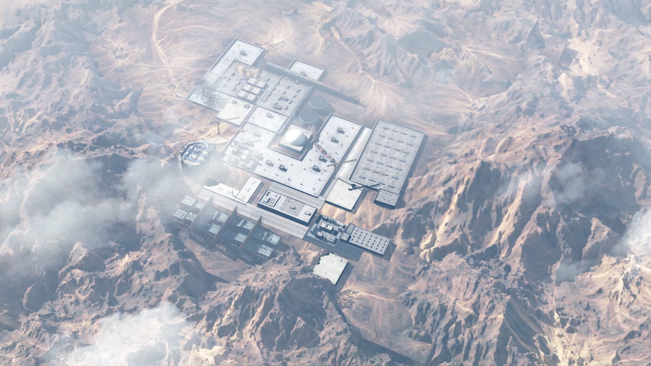 Aerial View of Industrial Complex in Desert Landscape
