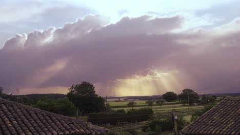 Hyperlapse-of-white-clouds-with-blue-sky-at-sunset