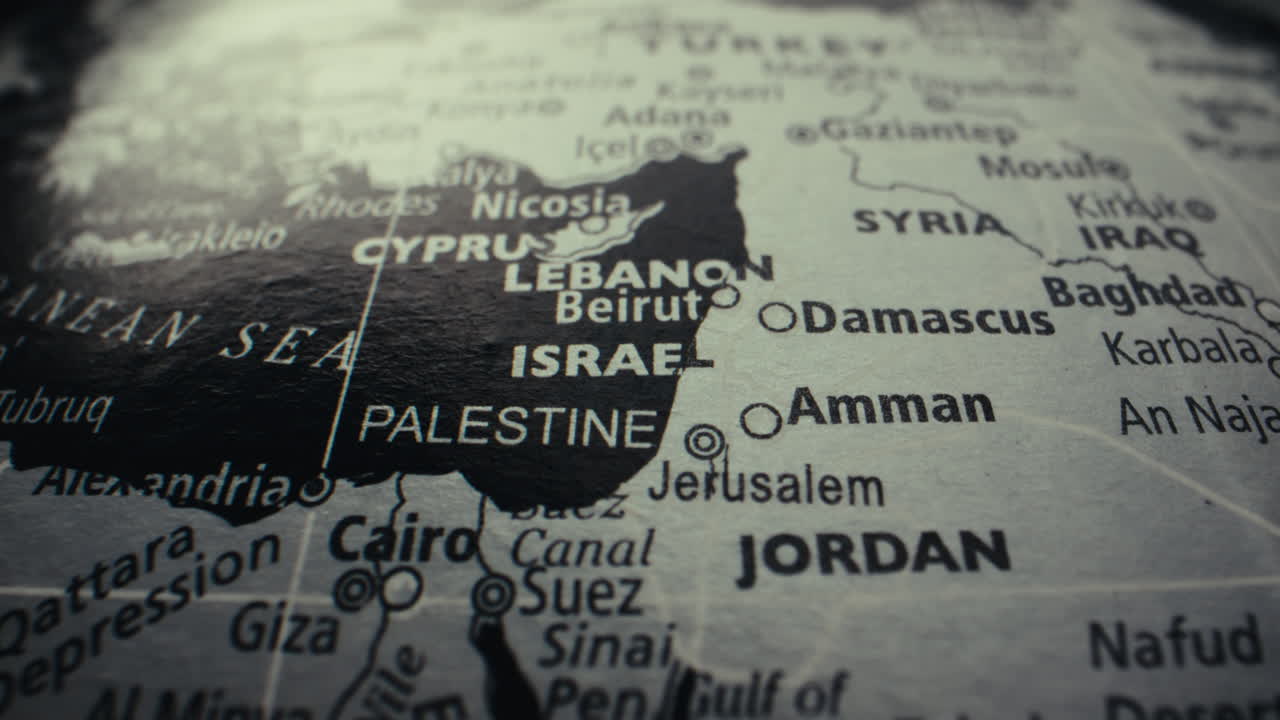 Close-up of a Middle Eastern World Map