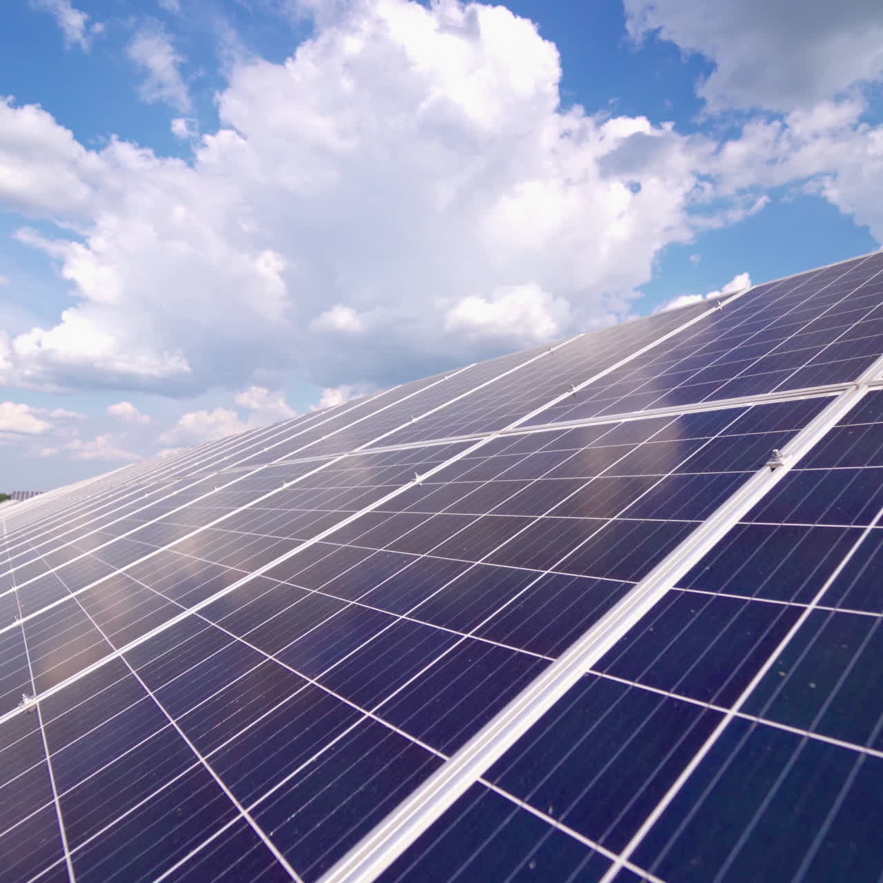 Solar panels produce electricity from the sun. Clean technology for better future. Innovative solar panel electricity station for renewable green energy.