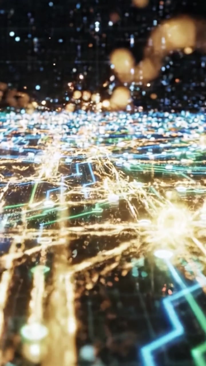 A Futuristic Cyber Landscape Showcasing Brightly Illuminated Circuit Patterns and Digital Connectivity in a Dynamic Network Environment