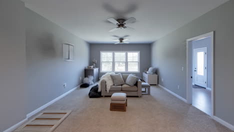 empty room with moving boxes and renovation materials