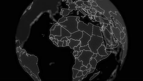 Nigeria-Country-Alpha-Para-Editar-Tecnología-De-Análisis-De-Datos-Globo-Giratorio,-Video-Cinemático-Muestra-Un-Globo-Digital-Girando,-Acercándose-A-Nigeria-Country-Alpha-Para-Editar-Plantilla