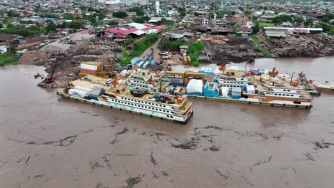 cargo boat on amazon river. amazonia. south america