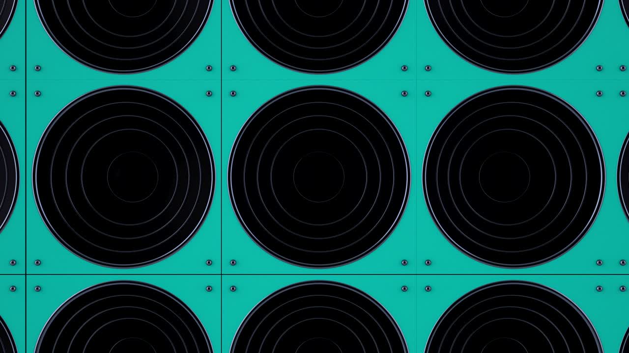 3d background from set of dynamics. Looped animation of a loudspeakers.