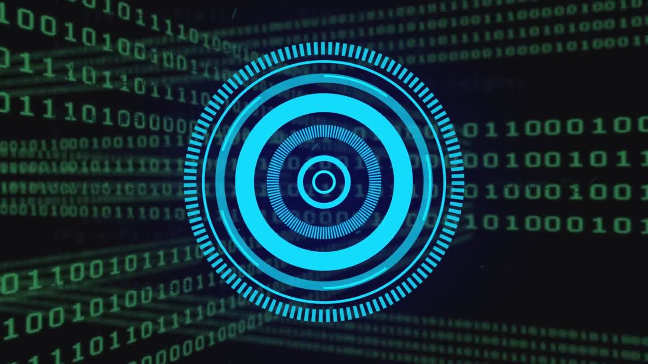 animación del escaneo del alcance sobre el procesamiento de datos sobre fondo negro