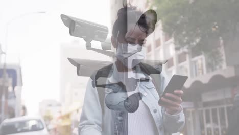 Security-camera-over-woman-with-mask.