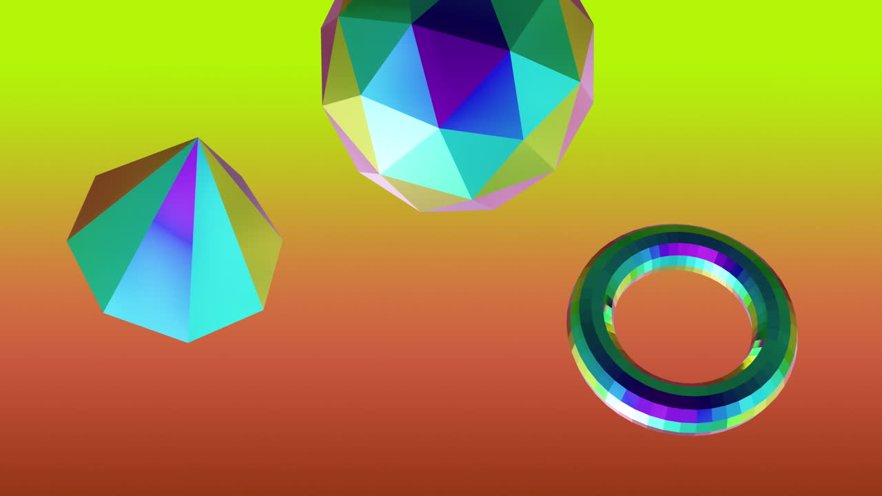 animación de formas multicolores en 3d sobre fondo de neón