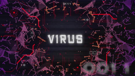 animation of virus text over data processing