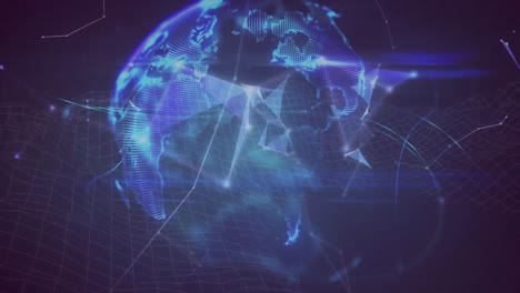 animación de redes de conexiones sobre el globo giratorio