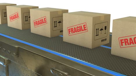 gran cantidad de paquetes transportados en el sistema de cinta transportadora sin problemas. hermosas cajas de cartón que se mueven en el almacén en bucle animación 3d. concepto de entrega. video de stock