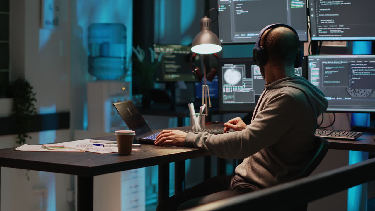 Man Programming on Laptop