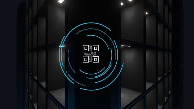 Animation of qr code data processing over computer servers