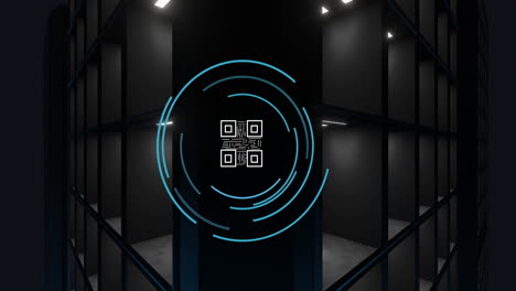 animación del procesamiento de datos de código qr a través de servidores informáticos