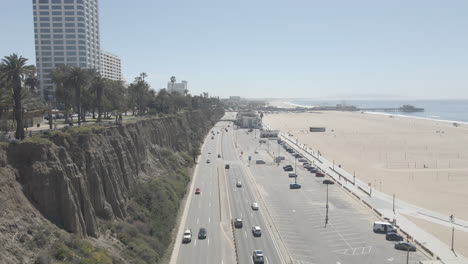 aerial view of santa monica beach and santa monica pier