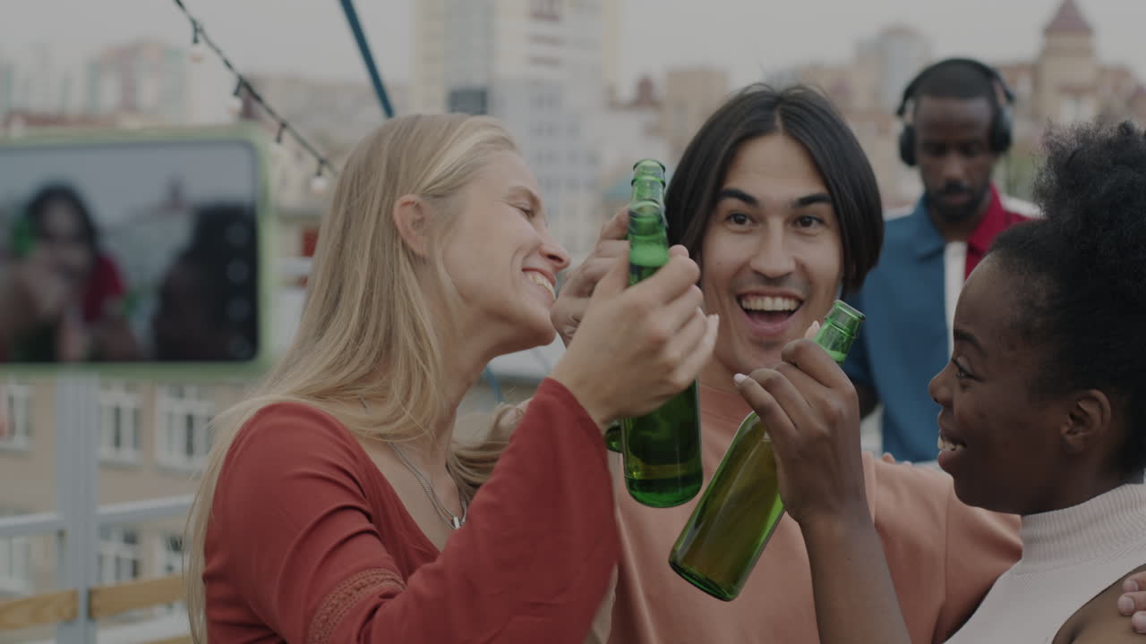 Friends Enjoying Rooftop Party