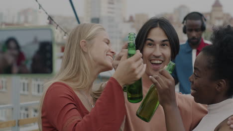 friends enjoying rooftop party