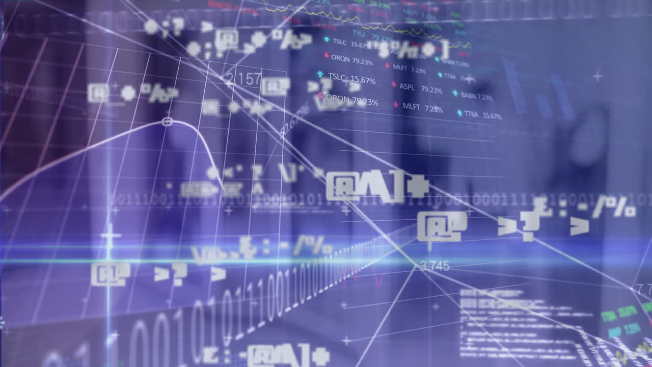 데이터 프로세싱 및 바이너리 코딩의 애니메이션