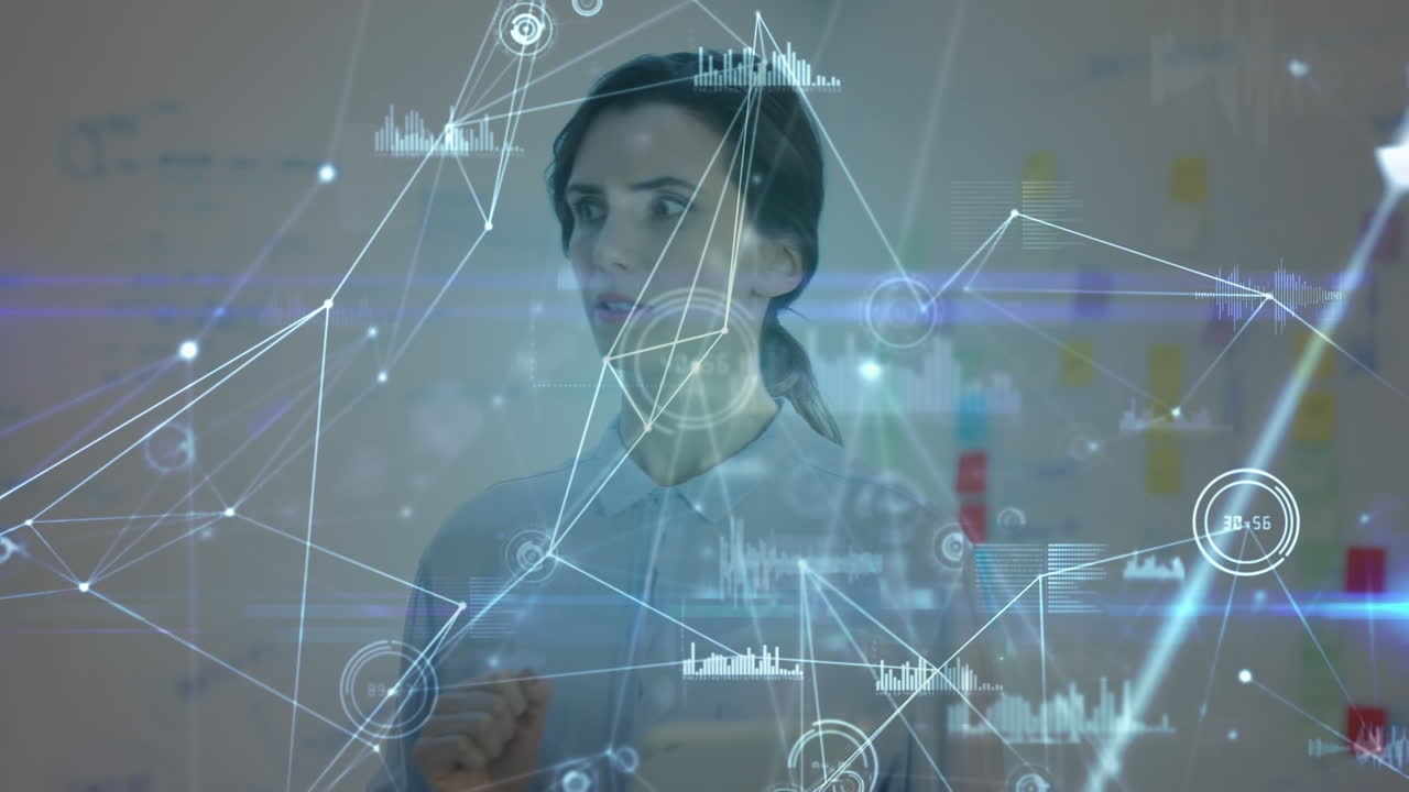 red de animación de conexiones a través de una doctora caucásica