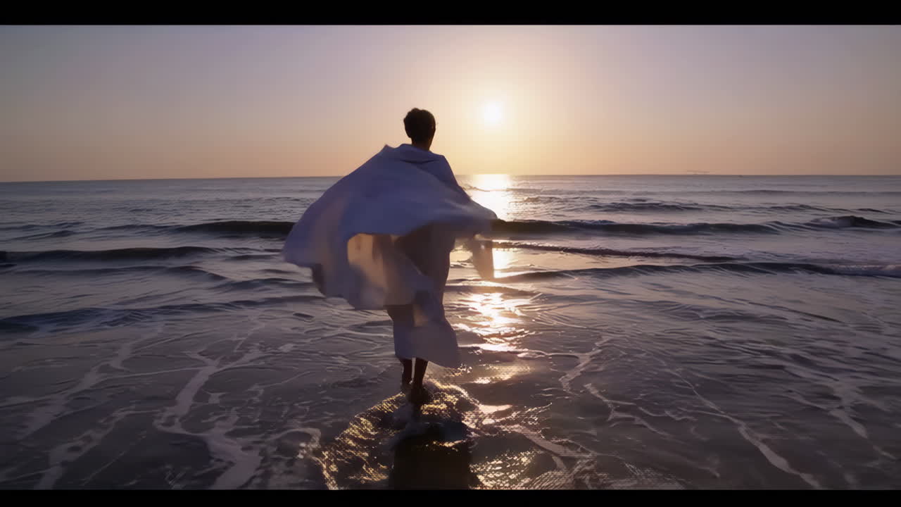 A Person on the Shore at Dawn and Dusk