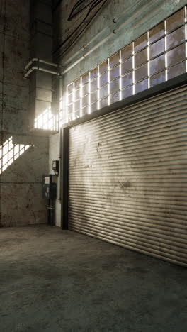 abandoned industrial building with roller shutter door