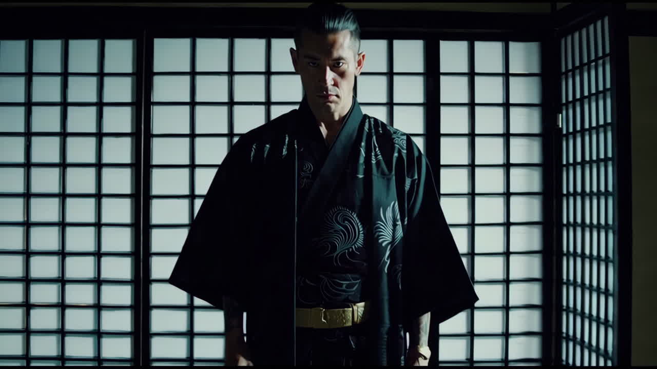 A Serious Japanese Man in Kimono