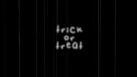 trick or treat text with noise vhs effect on dark black