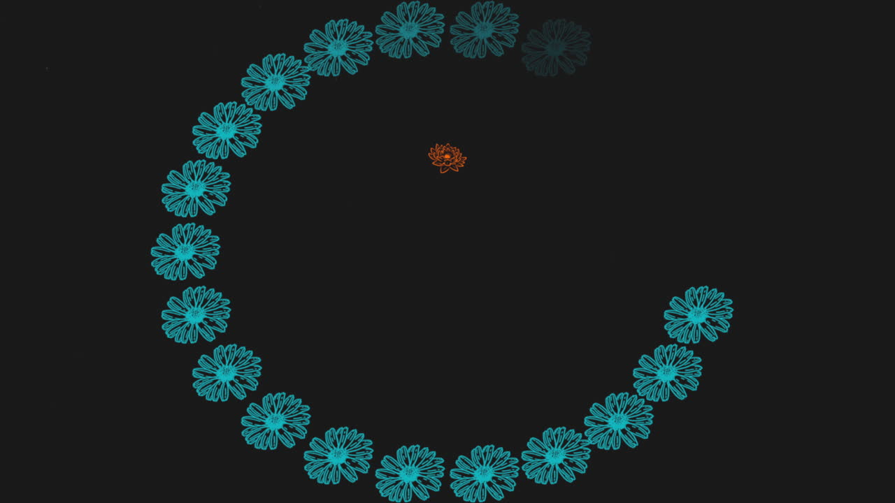 flores vintage azules en círculo