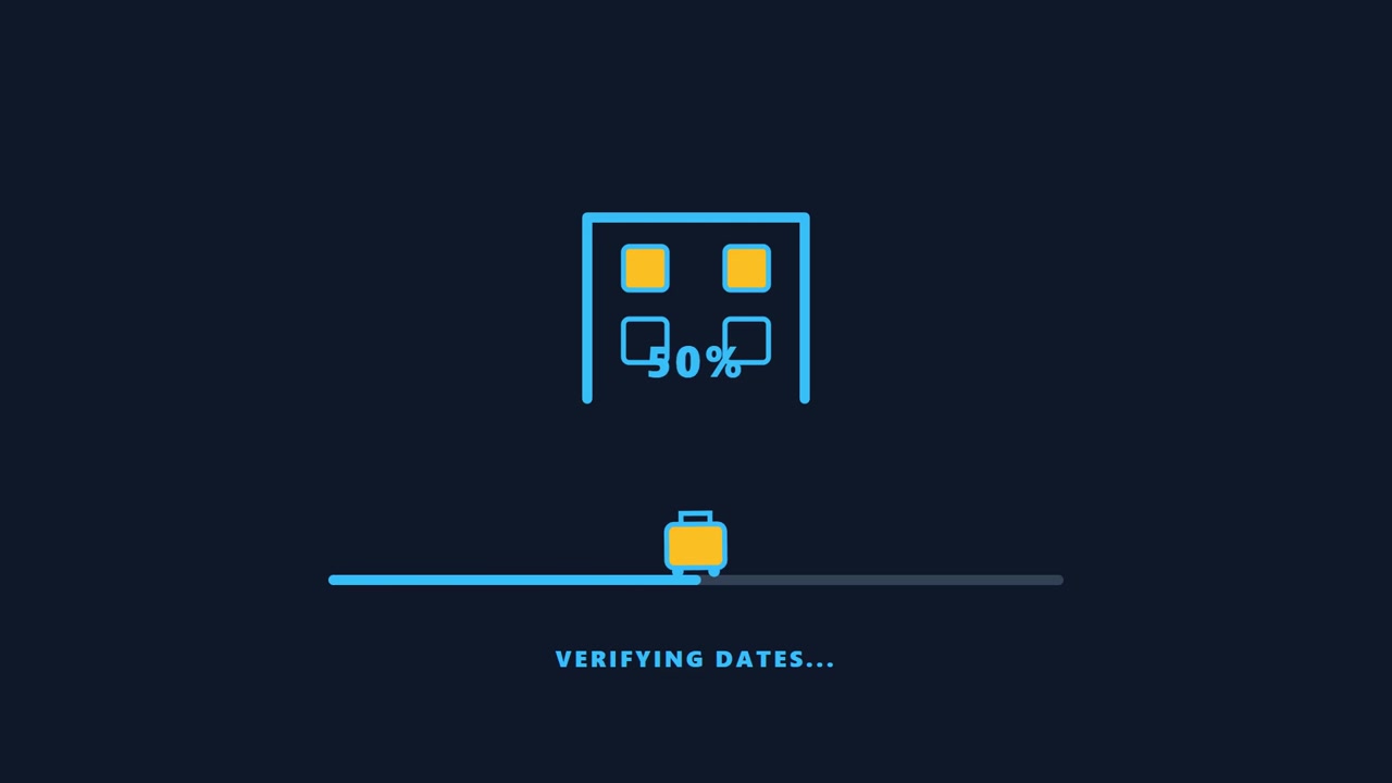 Animated Hotel Booking Progress Bar with Suitcase Icon