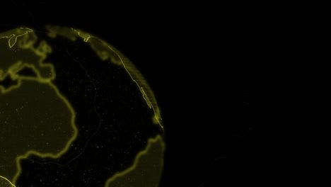 Gelbe-Neonfarbene-Digitale-Weltkugel,-Die-Sich-Dreht