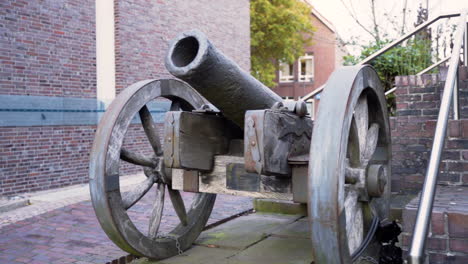 close up of old war canon displayed outdoor in germany