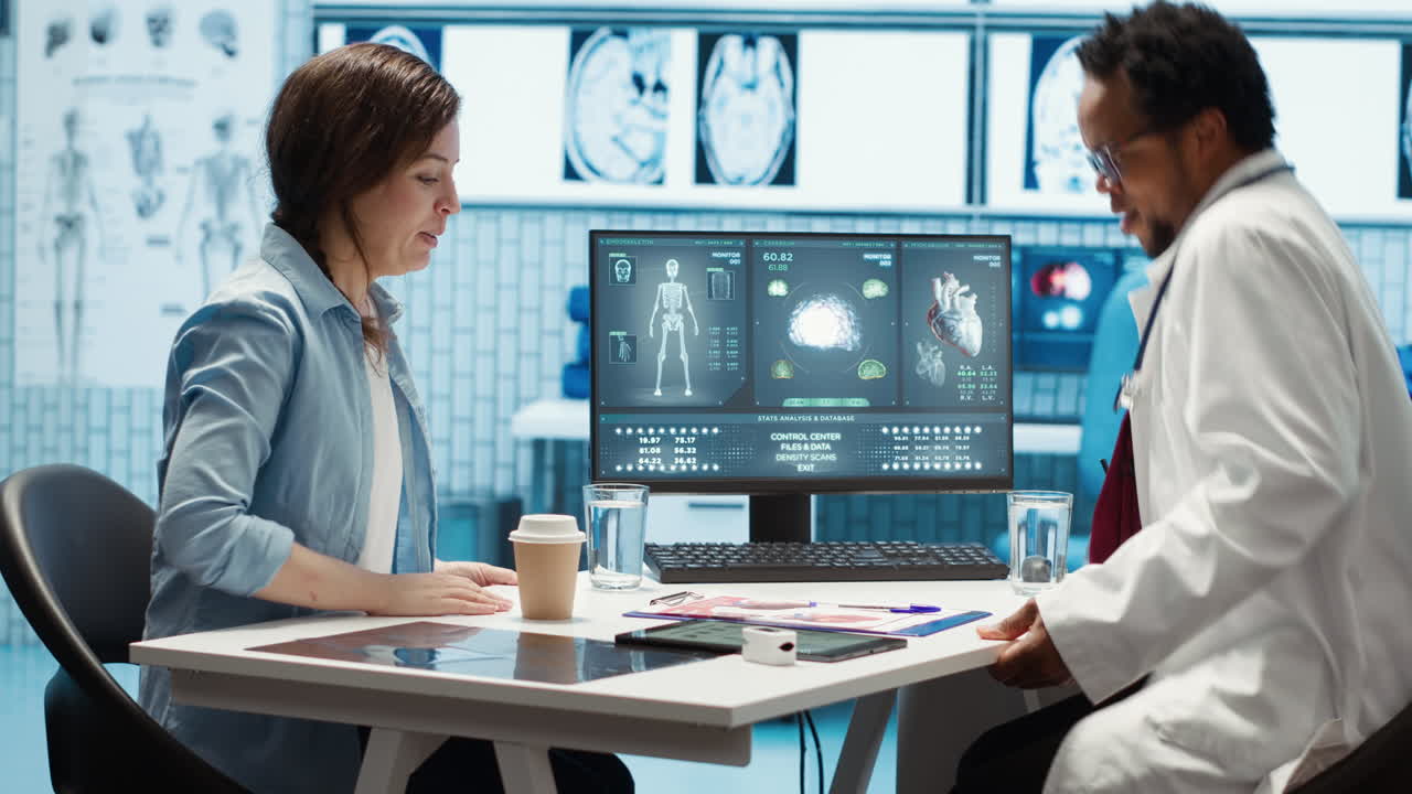 General practitioner giving the right diagnosis to woman patient