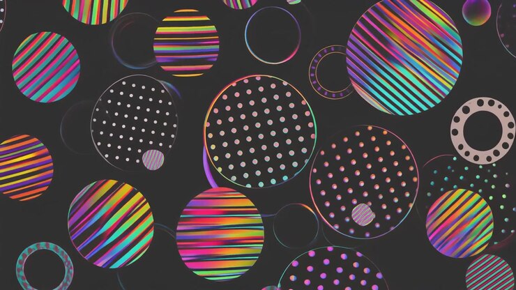 Abstract Animation of Colorful Floating Circles on Dark Background