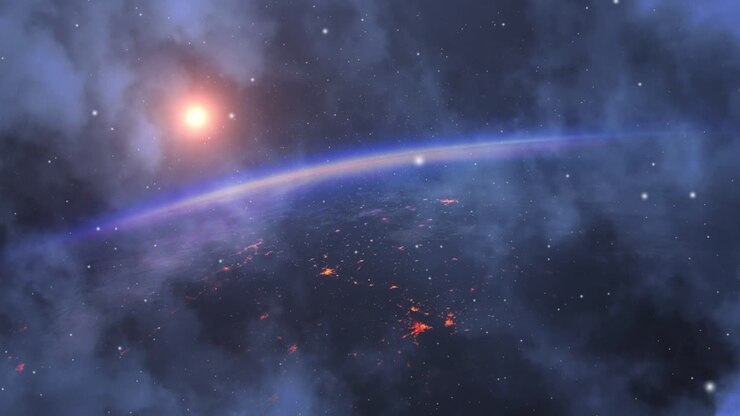 la superficie del pianeta terra nello spazio