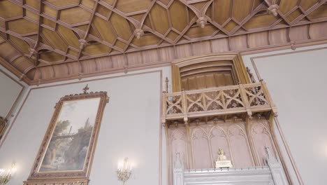 ornate wooden ceiling and interior of a palace