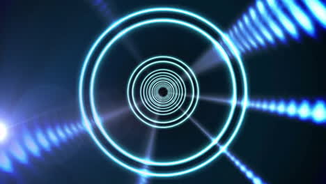 animation of neon tunnel over light trails on black background