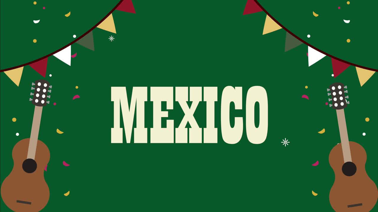 letras de la cultura mexicana con animación de guitarras