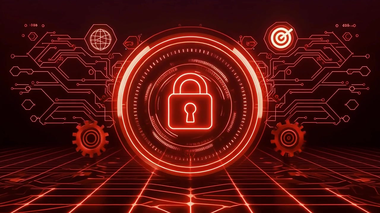 Animated Red Padlock Icon Representing Digital Security and Data Protection