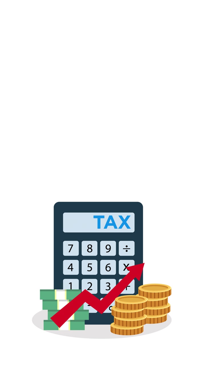 Illustrazione animata di calcolo fiscale, denaro e crescita finanziaria