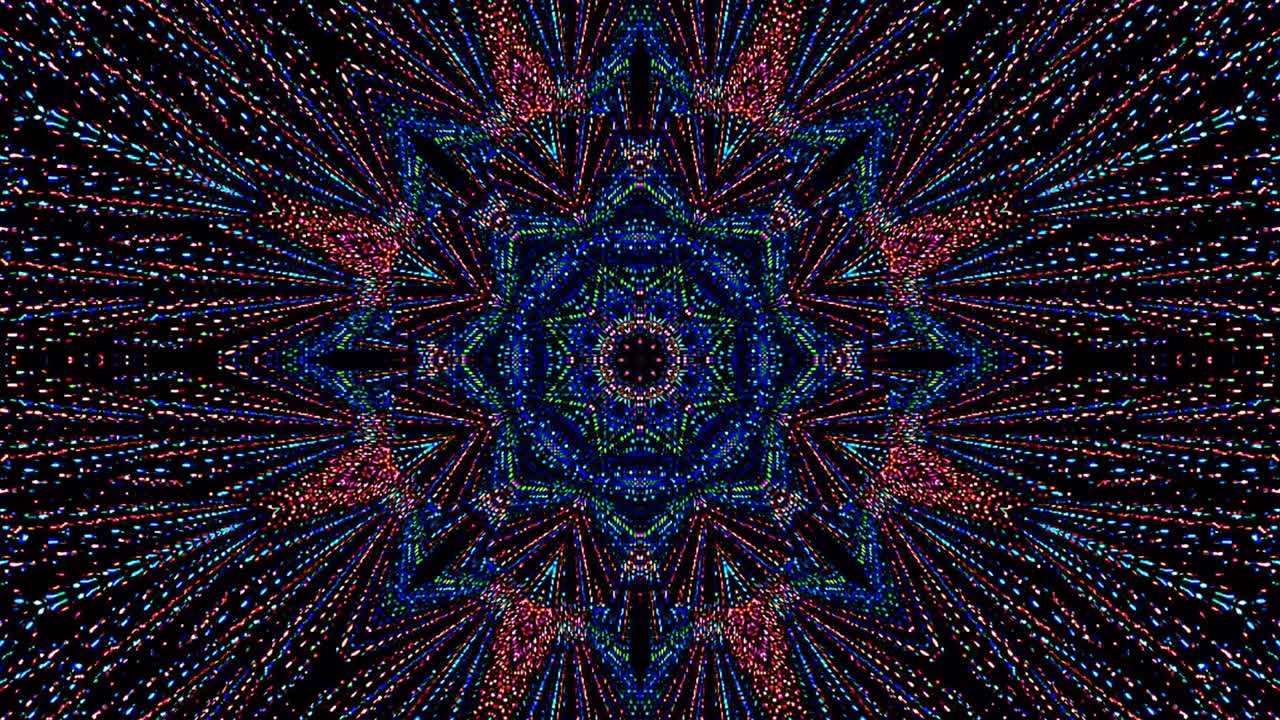 hermoso caleidoscopio abstracto que brilla, una luz radiante que regula los movimientos sutiles