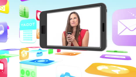 montaje de mujeres usando dispositivos de medios en teléfonos inteligentes