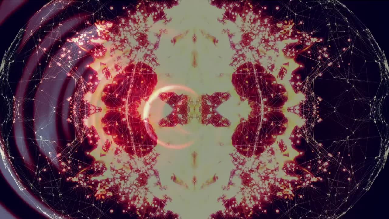 디지털 지구와 폭발과 불꽃놀이의 배경에서 움직이는 원